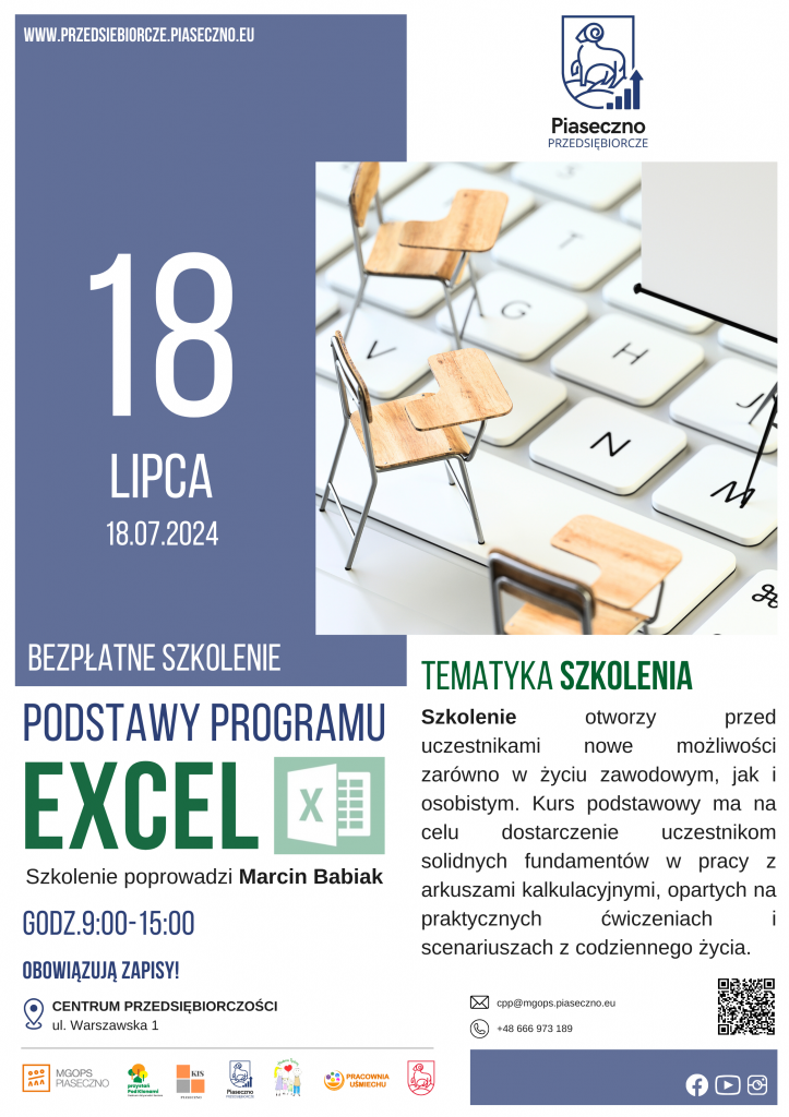 Bezpłatne szkolenie w Centrum Przedsiębiorczości w Piasecznie „Podstawy programu Excel”