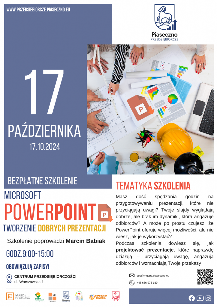 Bezpłatne szkolenie w Centrum Przedsiębiorczości w Piasecznie “Microsoft PowerPoint- tworzenie dobrych prezentacji”