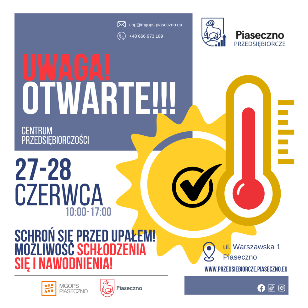 Centrum Przedsiębiorczości otwarte w weekend – schronienie przed upałem
