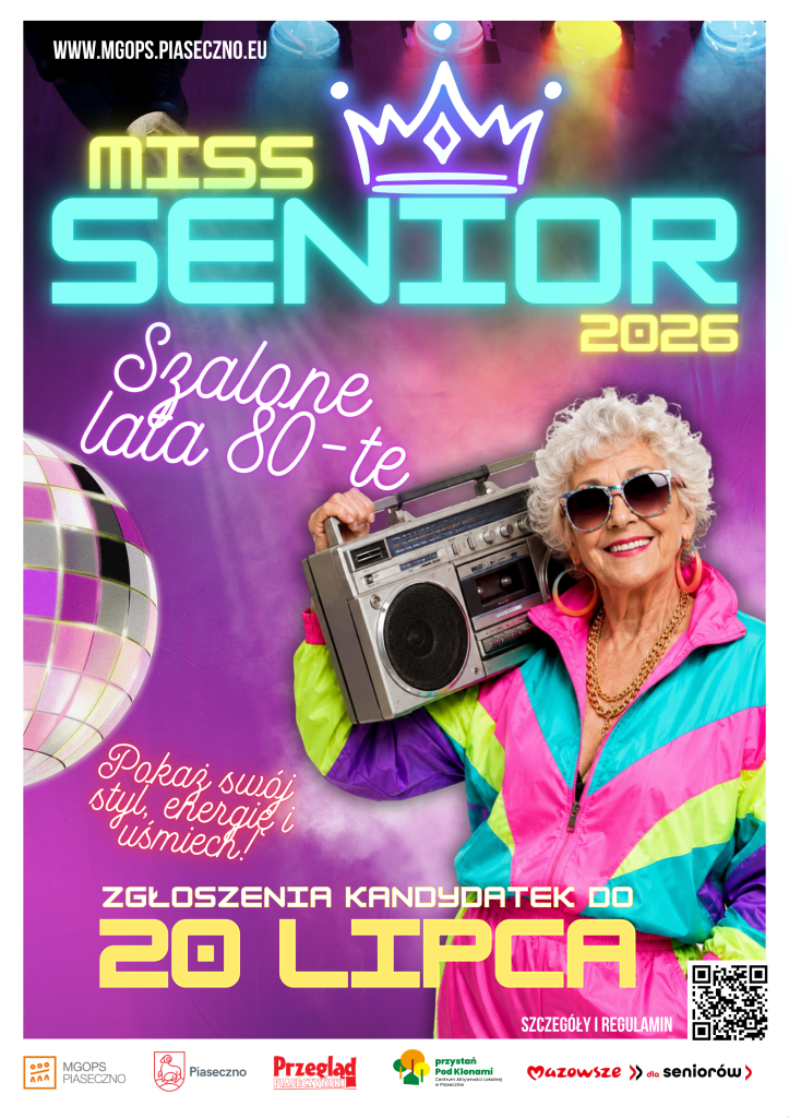 Rusza konkurs Miss Senior Piaseczna 2026 – szalone lata 80-te! Poszukujemy wyjątkowych kobiet 80+